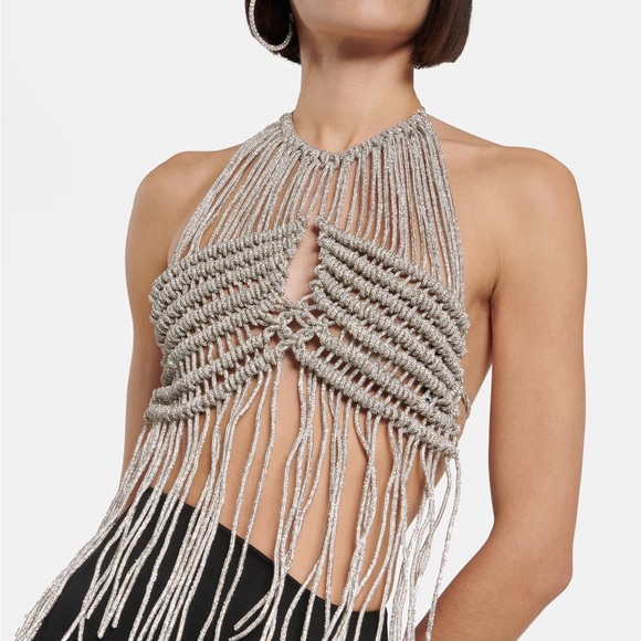 GIUSEPPE DI MORABITO FRINGE TOP IN SILVER NEVER WORN ONE SIZE - Picture 3 of 12